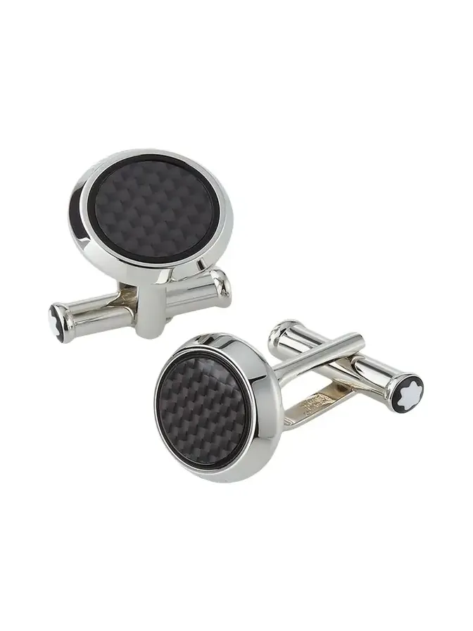 Men's Round Carbon Fiber Cufflinks Men's Round Carbon Fiber Cufflinks