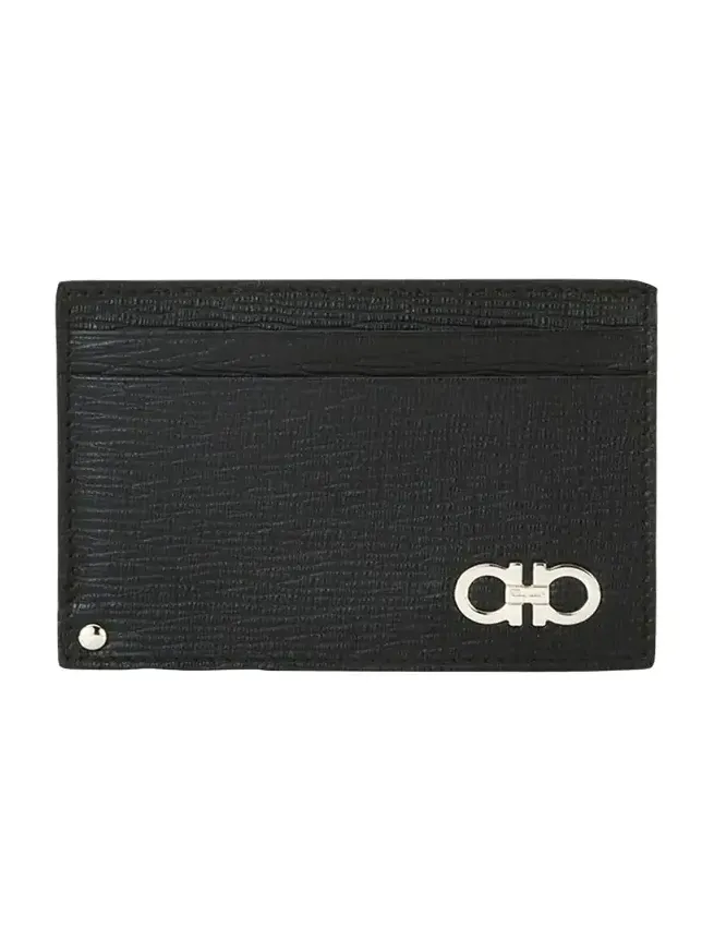 Men's Revival Gancini Leather Card Case with Flip-Out ID Window, Black/Red Men's Revival Gancini Leather Card Case with Flip-Out ID Window, Black/Red
