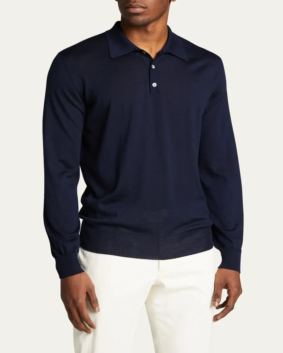 Bergdorf Goodman Long-Sleeve Cashmere Polo Sweater | Thumbnail 14
