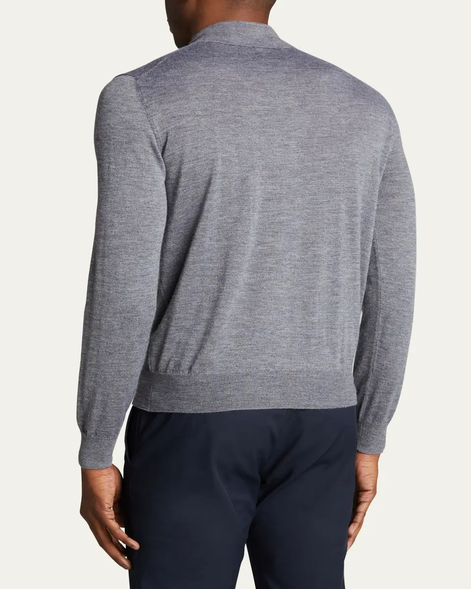 Bergdorf Goodman Long-Sleeve Cashmere Polo Sweater | Thumbnail 3