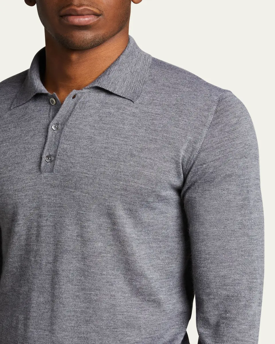 Bergdorf Goodman Long-Sleeve Cashmere Polo Sweater | Thumbnail 5