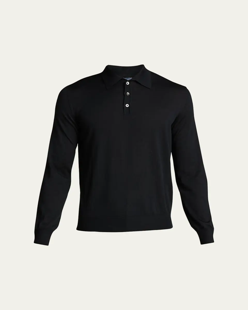 Bergdorf Goodman Long-Sleeve Cashmere Polo Sweater | Thumbnail 6