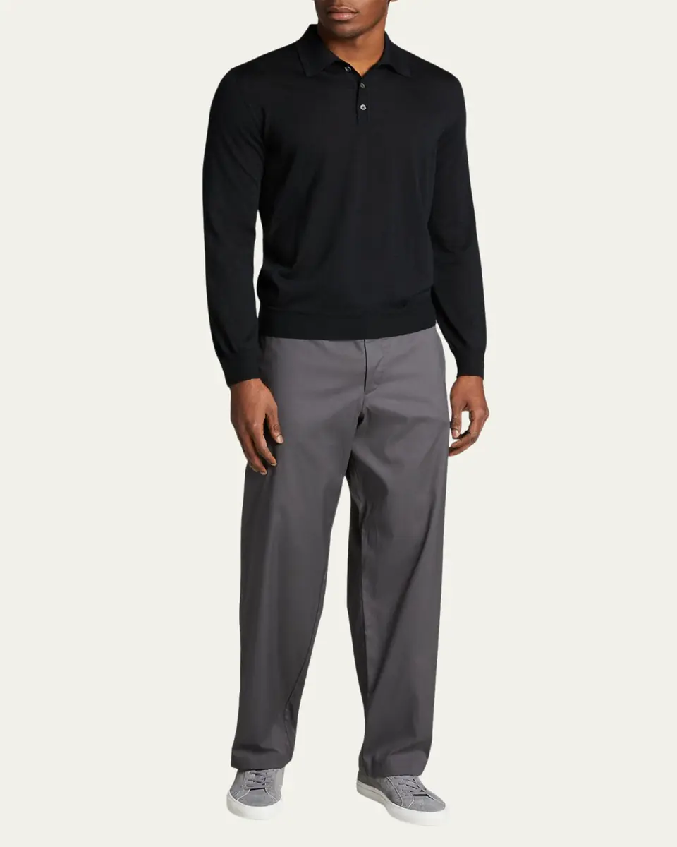 Bergdorf Goodman Long-Sleeve Cashmere Polo Sweater | Thumbnail 7