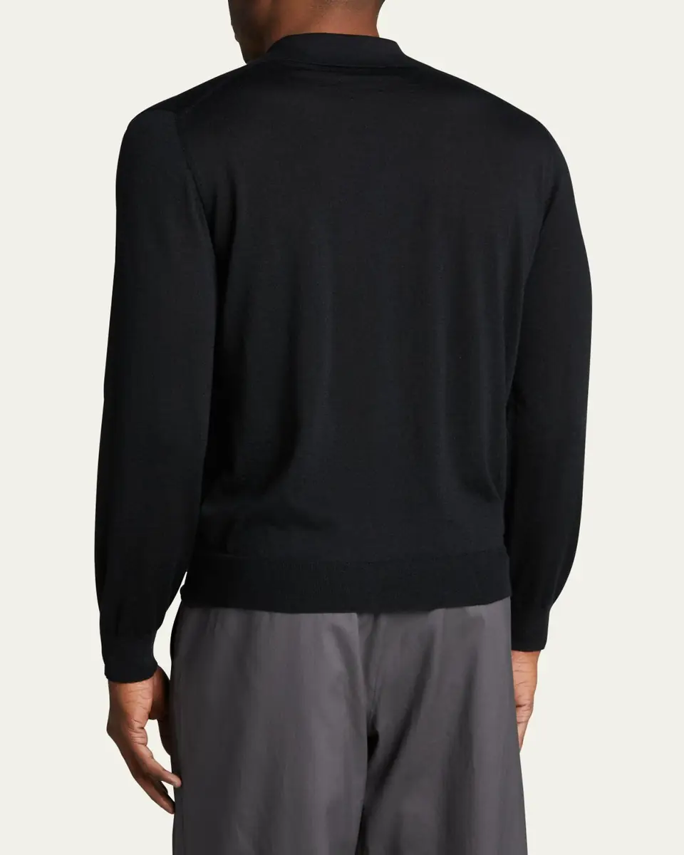 Bergdorf Goodman Long-Sleeve Cashmere Polo Sweater | Thumbnail 8