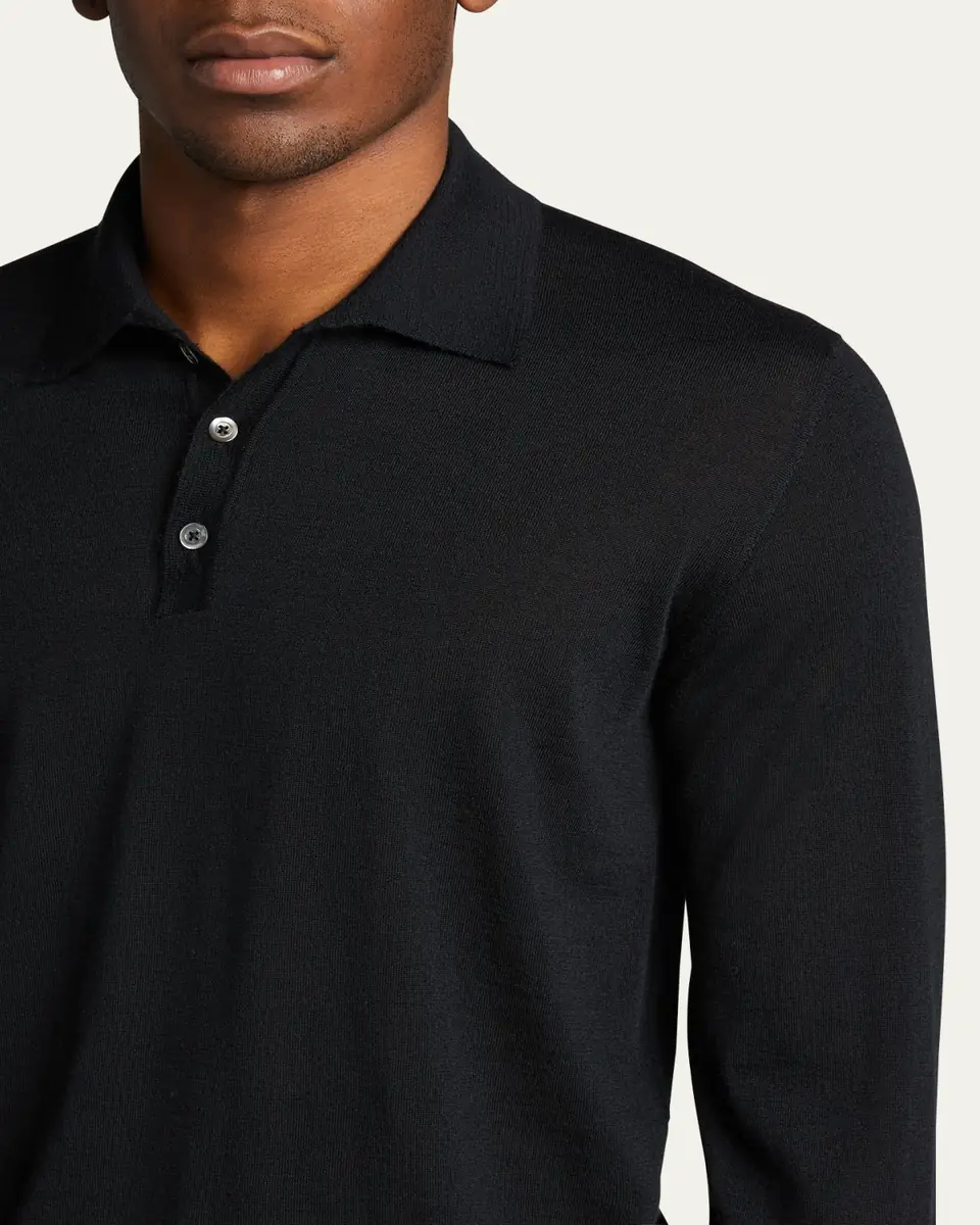 Bergdorf Goodman Long-Sleeve Cashmere Polo Sweater | Thumbnail 10