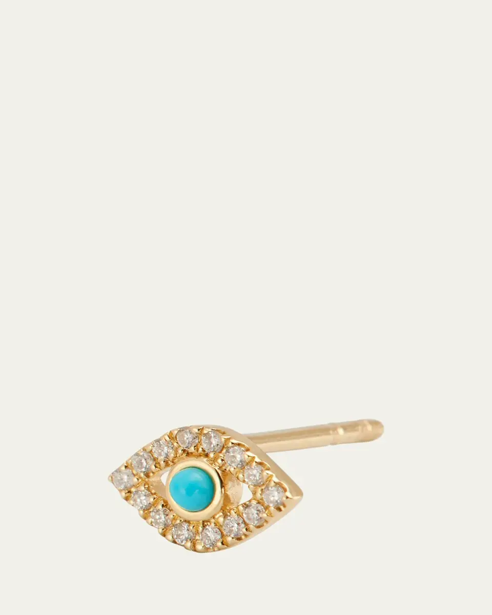 Sydney Evan Small Turquoise Cabochon & Diamond Evil Eye Single Earring | Thumbnail 3