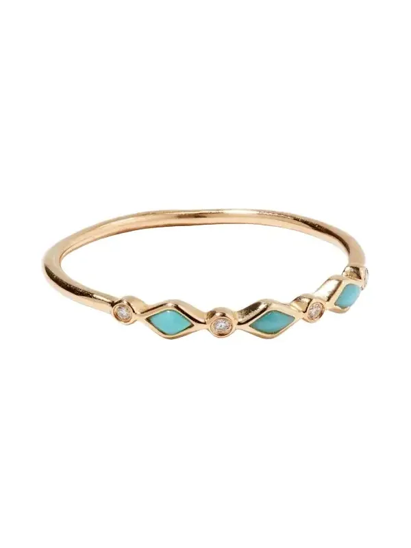 Turquoise Bezel & Diamond Stacking Ring Turquoise Bezel & Diamond Stacking Ring