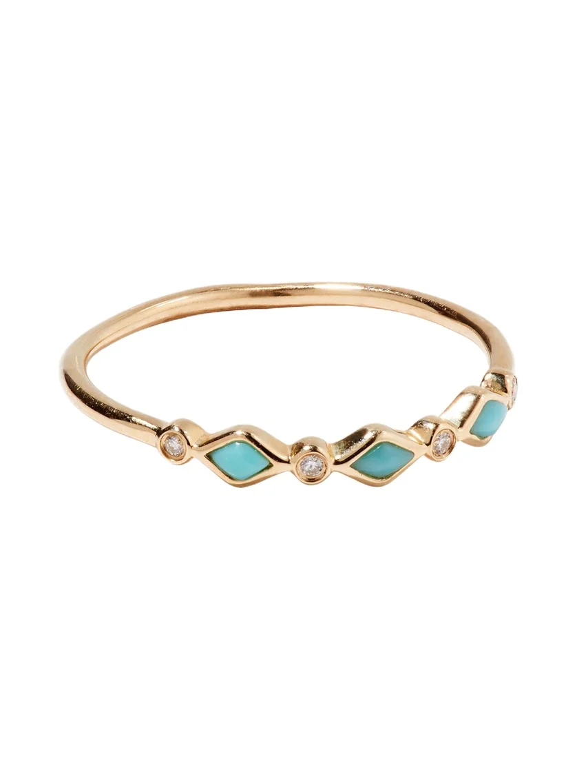 Sydney Evan Turquoise Bezel & Diamond Stacking Ring
