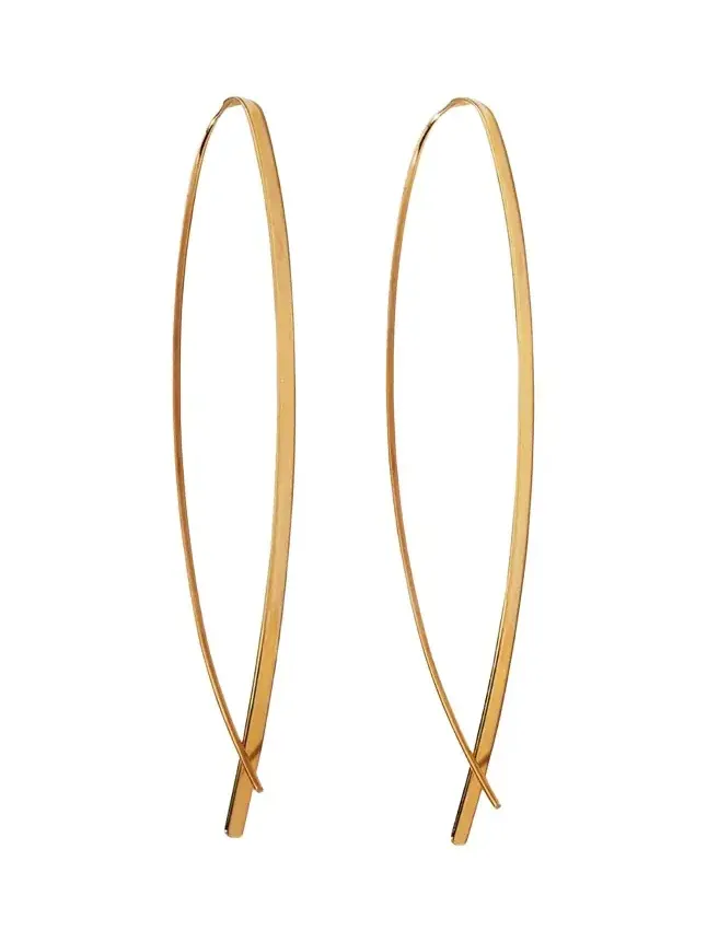14K Gold Elite Narrow Upside Down Hoop Earrings