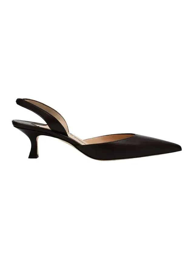 Carolyne Leather Low-Heel Slingback Pump Carolyne Leather Low-Heel Slingback Pump
