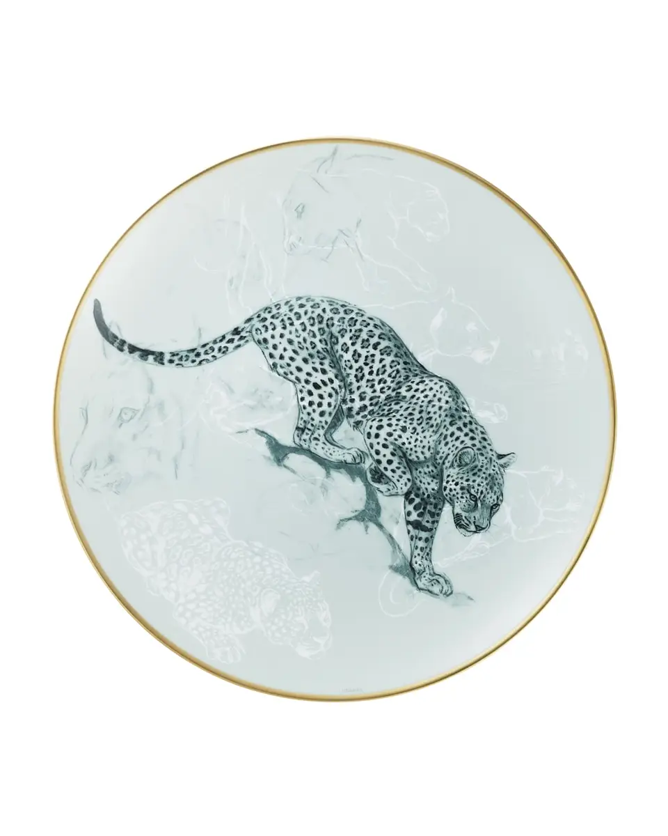 HERMÈS Carnets d 'Equateur Panther Salad Plate