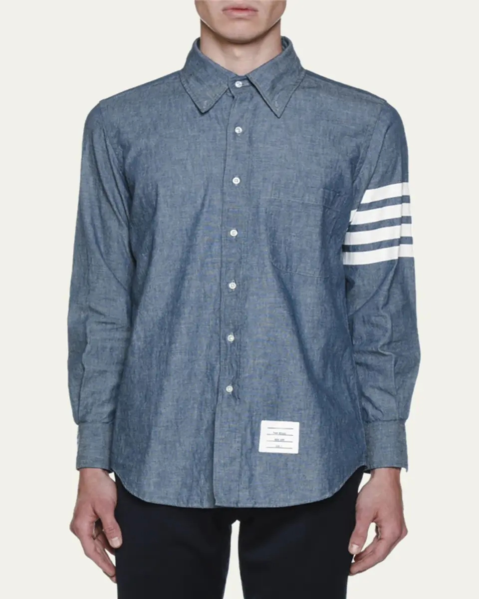 Thom Browne Men's Chambray Long-Sleeve Shirt | Thumbnail 2