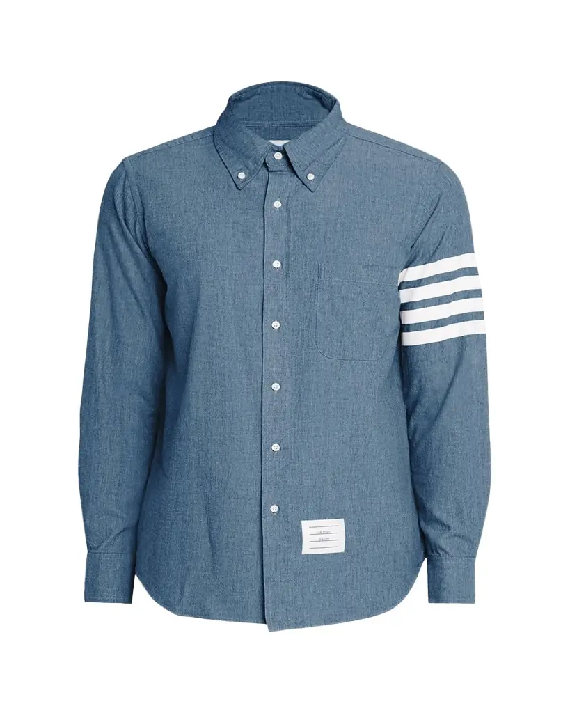 Thom Browne Men's Chambray Long-Sleeve Shirt | Image 1 Thom Browne Men's Chambray Long-Sleeve Shirt | Image 1