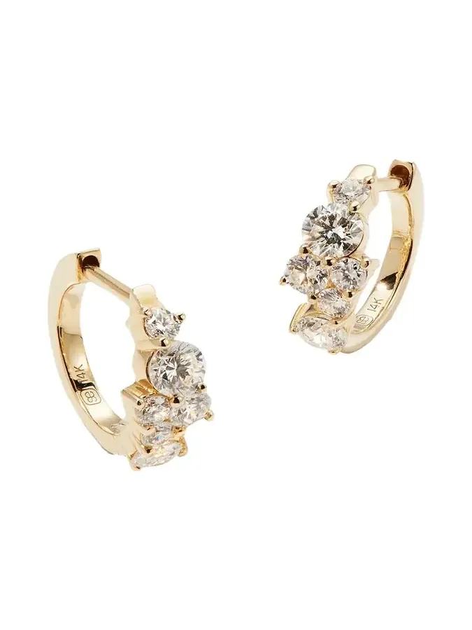 Cocktail 14k Gold Diamond Huggie Hoop Earrings Cocktail 14k Gold Diamond Huggie Hoop Earrings