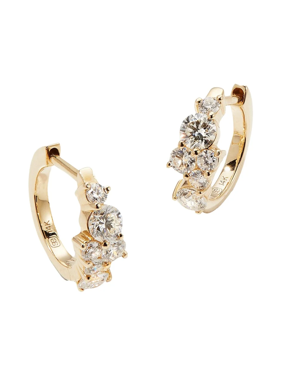 Sydney Evan Cocktail 14k Gold Diamond Huggie Hoop Earrings