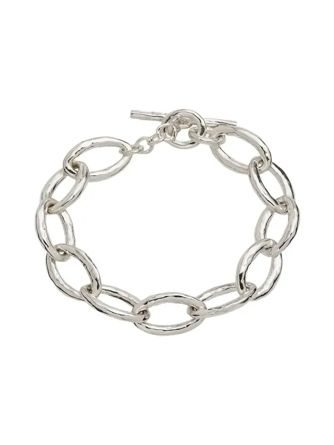 Mini Hammered Bastille Link Bracelet in Sterling Silver