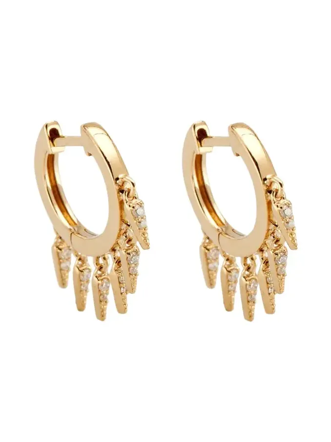 14k Diamond Fringe Huggie Hoop Earrings