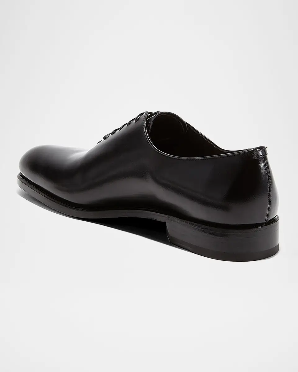 Ferragamo Men's Angiolo Tramezza Whole-Cut Leather Lace-Up Shoes | Thumbnail 2