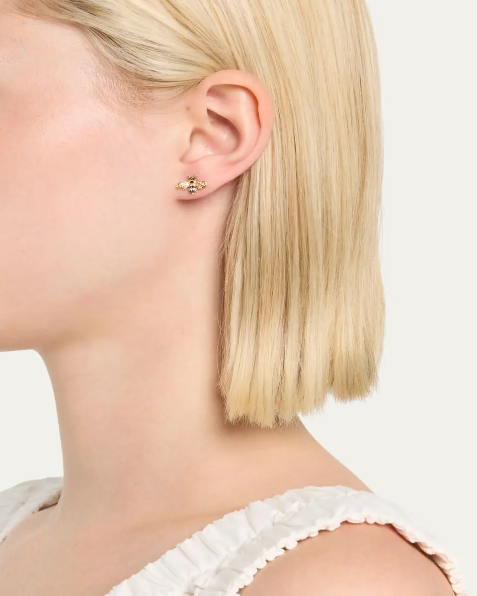 Sydney Evan 14k Gold Diamond & Sapphire Bee Stud Earring (Single) | Thumbnail 2