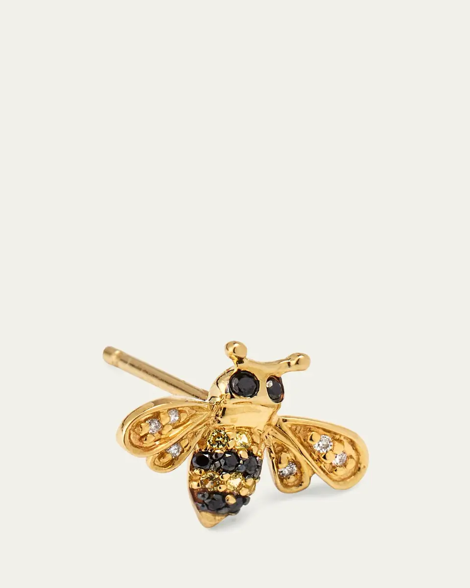 Sydney Evan 14k Gold Diamond & Sapphire Bee Stud Earring (Single) | Thumbnail 3
