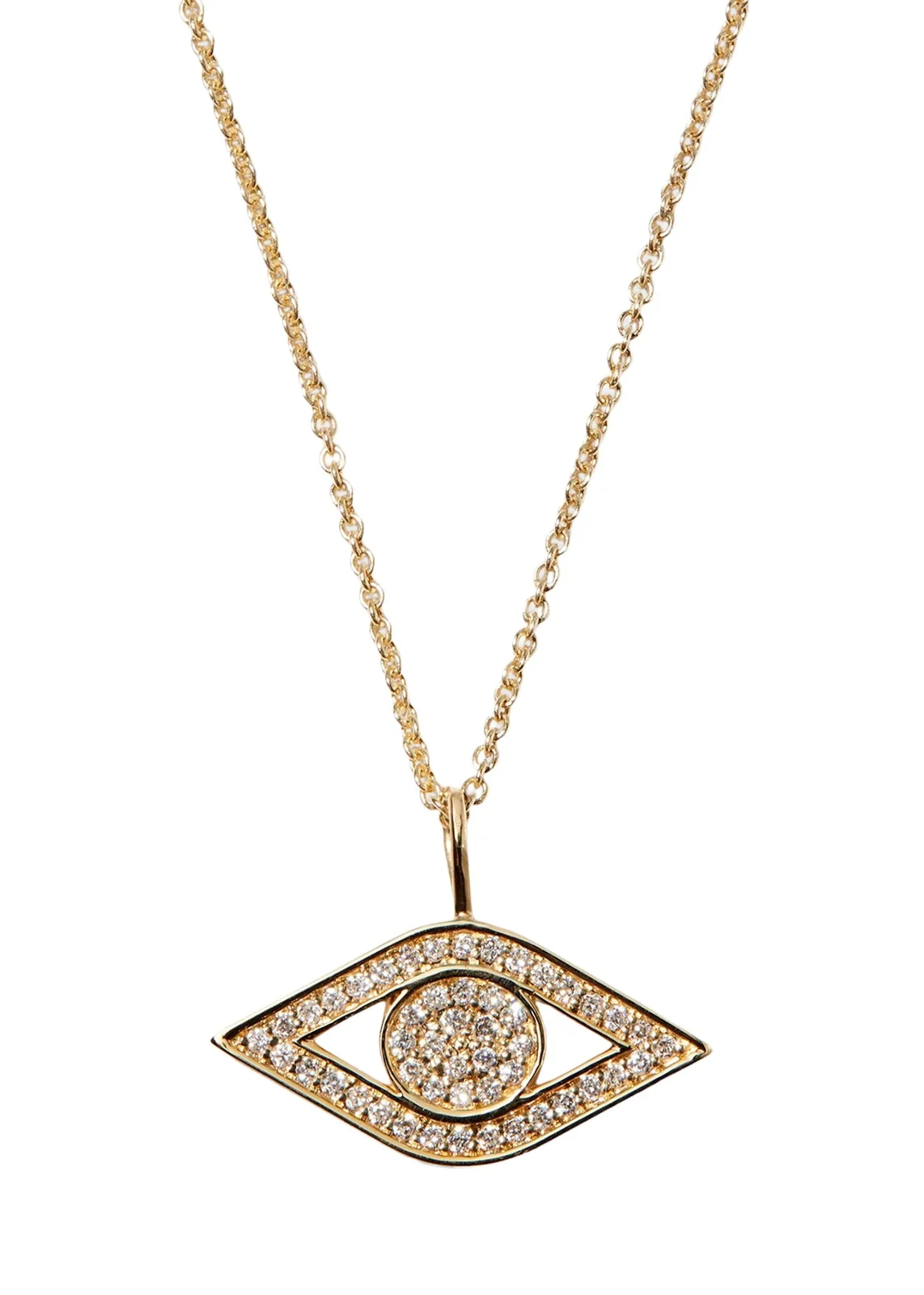 14k Yellow Gold Small Diamond Evil Eye Necklace 14k Yellow Gold Small Diamond Evil Eye Necklace
