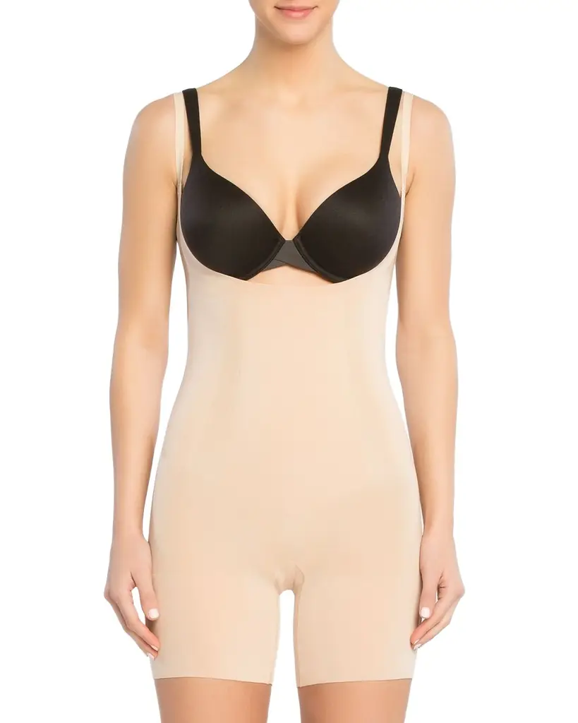 Spanx SPANXsculpt OnCore Open-Bust Mid-Thigh Bodysuit | Image 1 Spanx SPANXsculpt OnCore Open-Bust Mid-Thigh Bodysuit | Image 1
