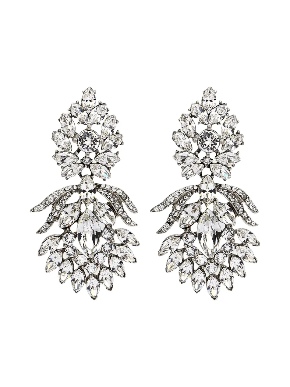 ben-amun Silver Crystal Peacock Drop Clip-On Earrings