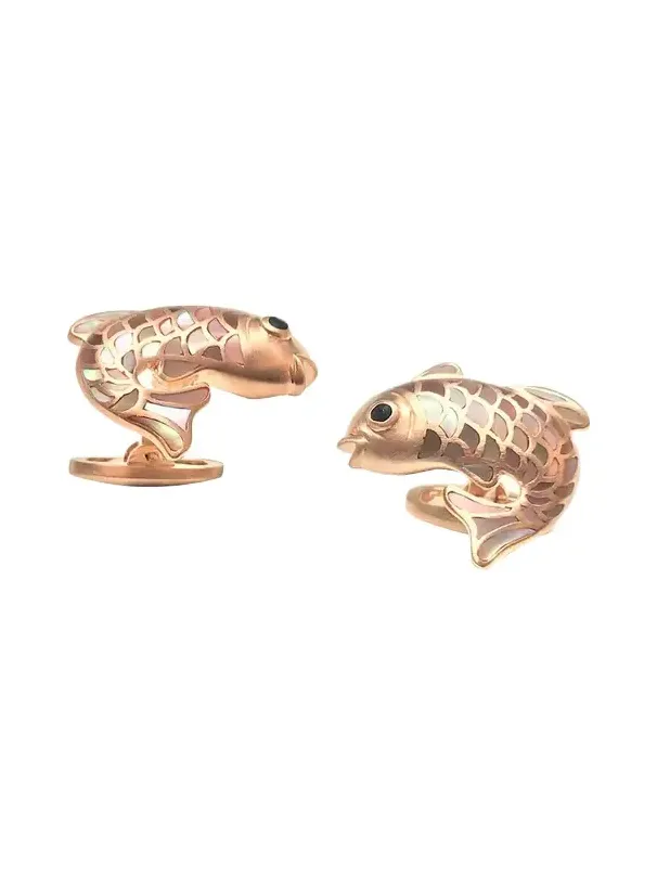 Mother-of-Pearl Fish Cuff Links, Taupe Mother-of-Pearl Fish Cuff Links, Taupe