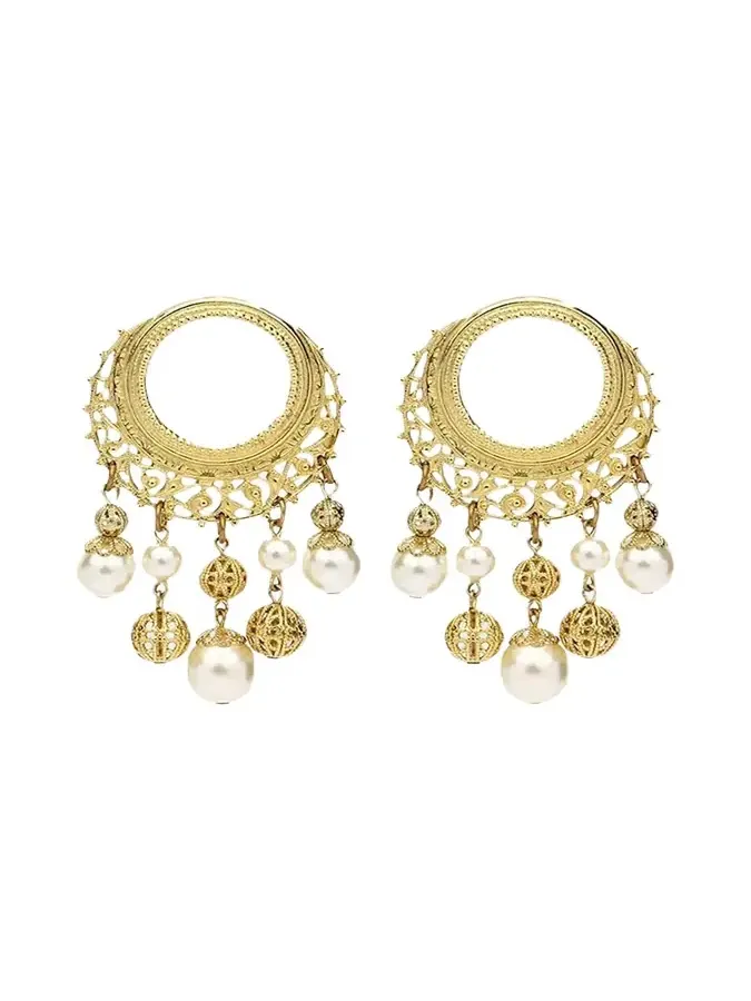 Round Pearly Drop Earrings
