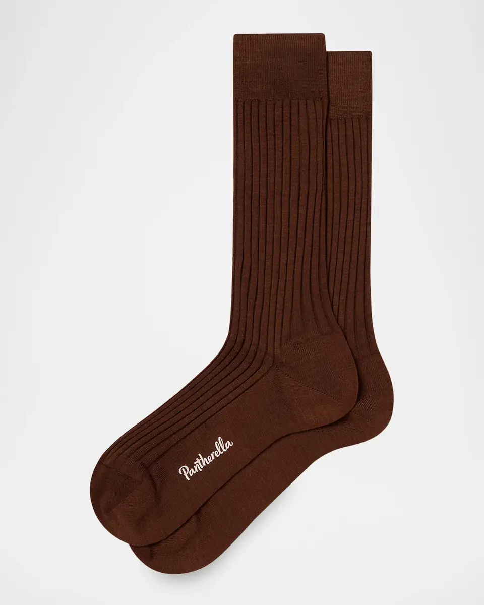 Pantherella Men's Laburnum Ribbed Wool Mid-Calf Socks | Thumbnail 4 Pantherella Men's Laburnum Ribbed Wool Mid-Calf Socks | Thumbnail 4