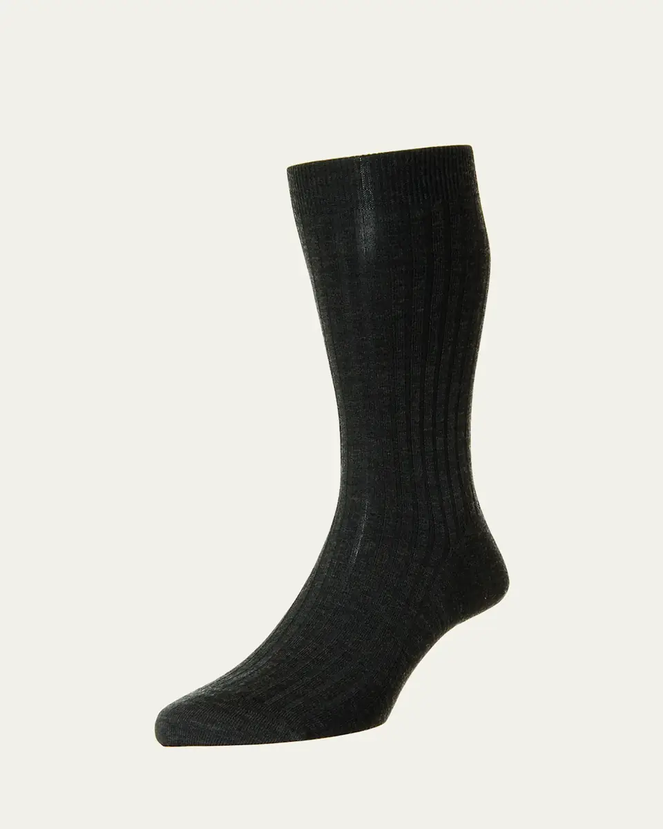 Pantherella Men's Laburnum Ribbed Wool Mid-Calf Socks | Thumbnail 8 Pantherella Men's Laburnum Ribbed Wool Mid-Calf Socks | Thumbnail 8