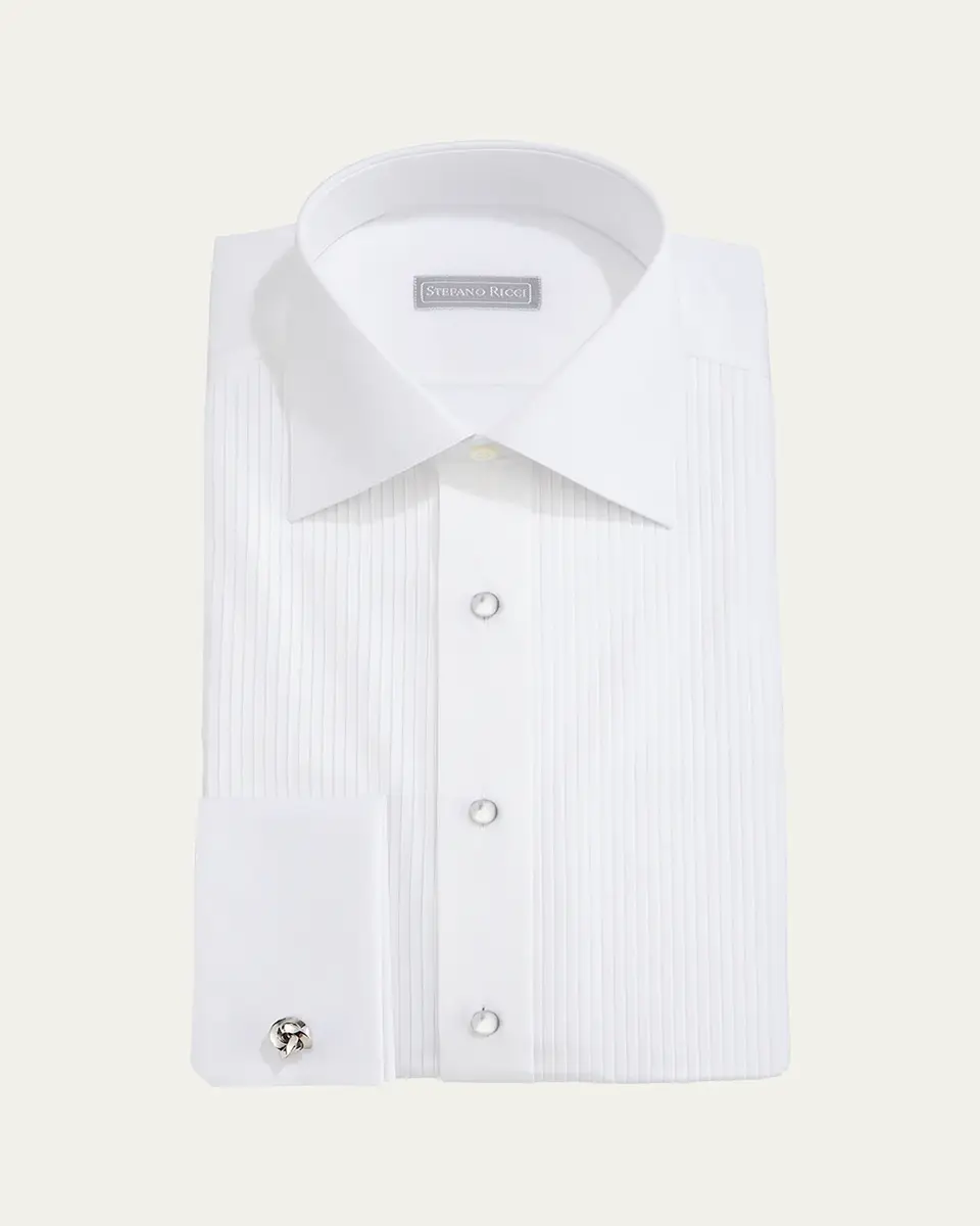 Stefano Ricci Pleated Tuxedo Shirt | Thumbnail 3