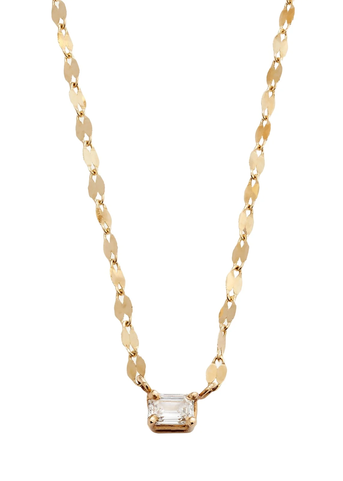 14K Gold Emerald-Cut Diamond Pendant Necklace 14K Gold Emerald-Cut Diamond Pendant Necklace