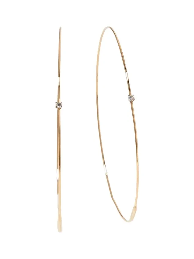 14K Gold Large Magic Diamond Hoops 14K Gold Large Magic Diamond Hoops