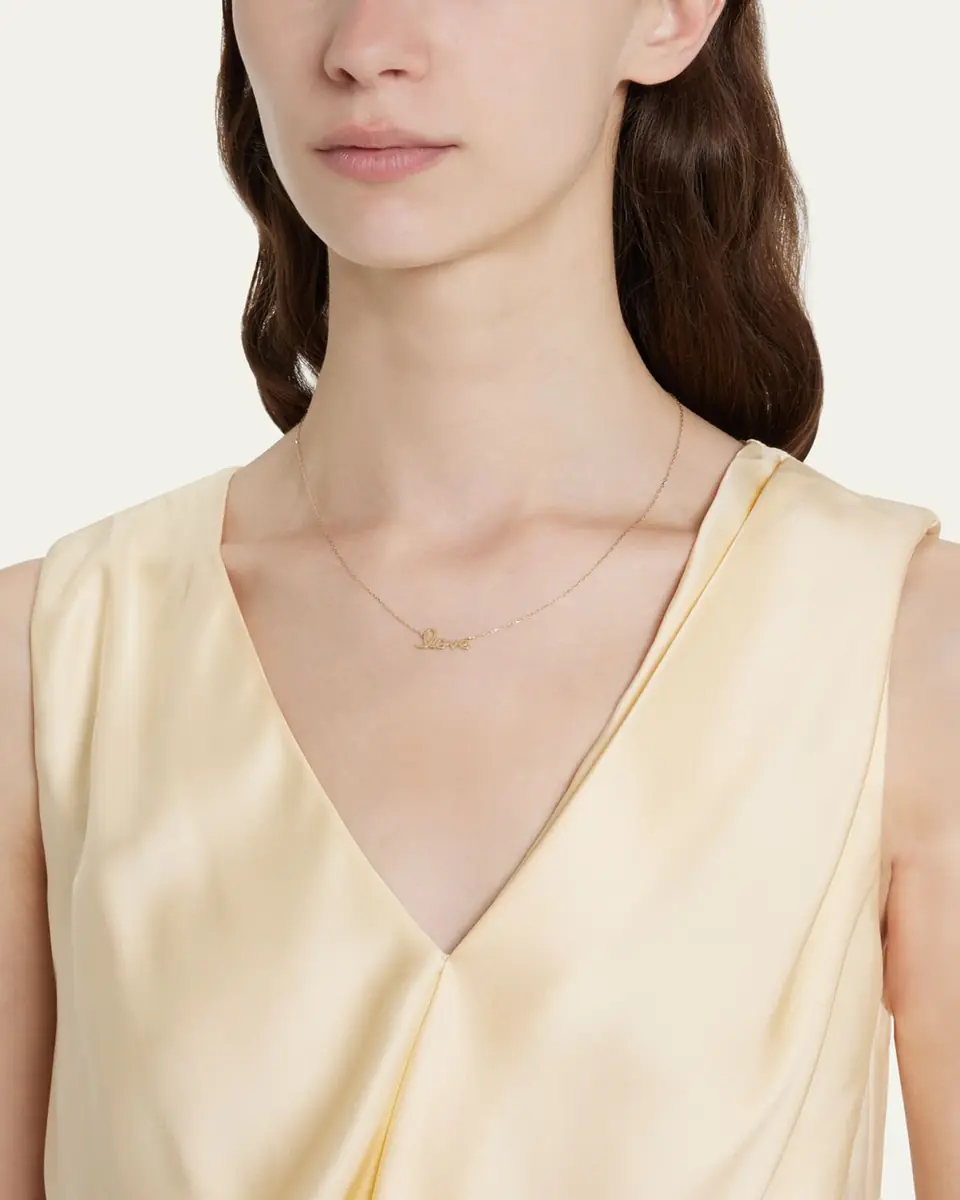 Sydney Evan 14K Yellow Gold Pure Love Script Necklace | Thumbnail 2 Sydney Evan 14K Yellow Gold Pure Love Script Necklace | Thumbnail 2