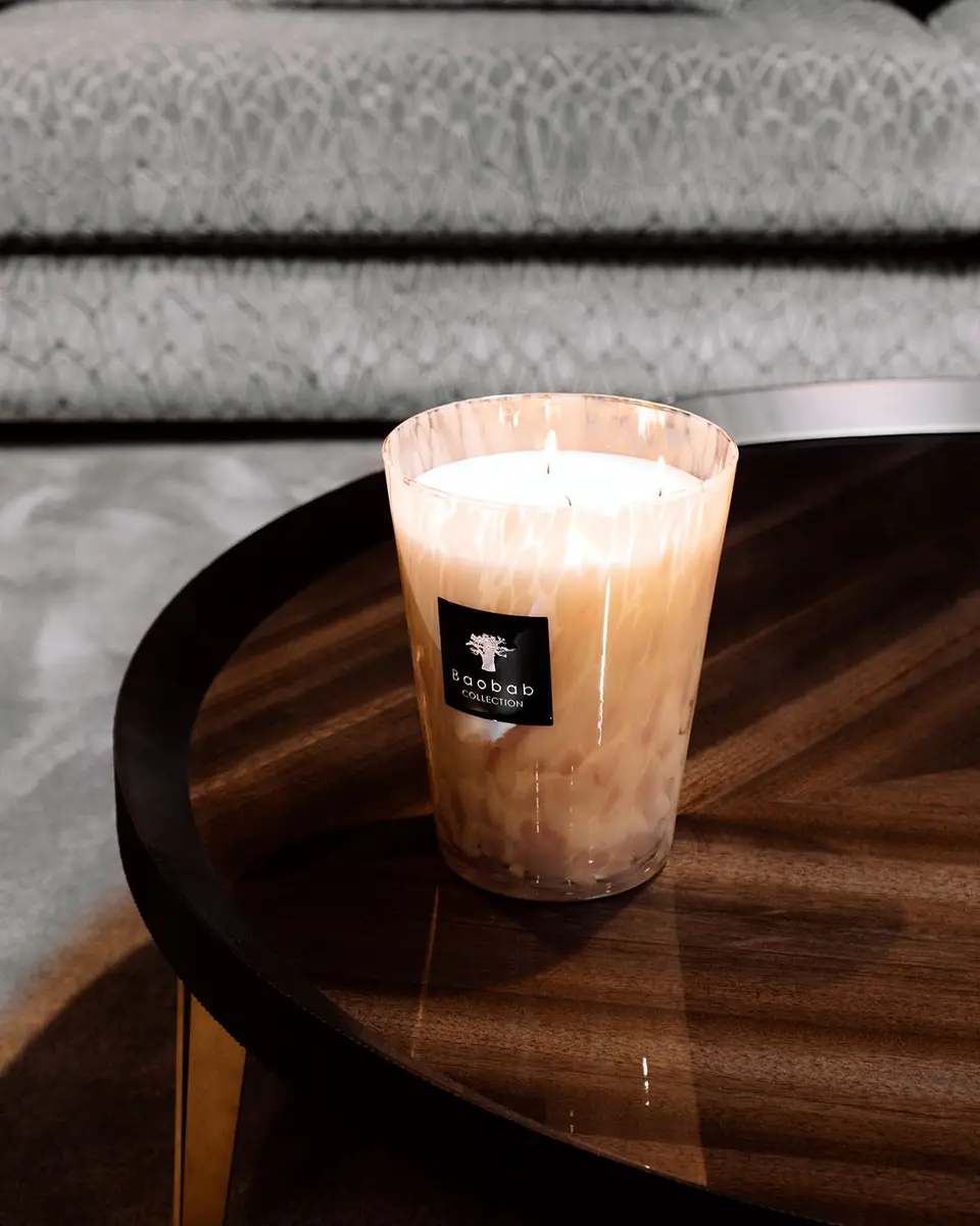 BAOBAB COLLECTION White Pearls Candle, 6.3" | Thumbnail 6