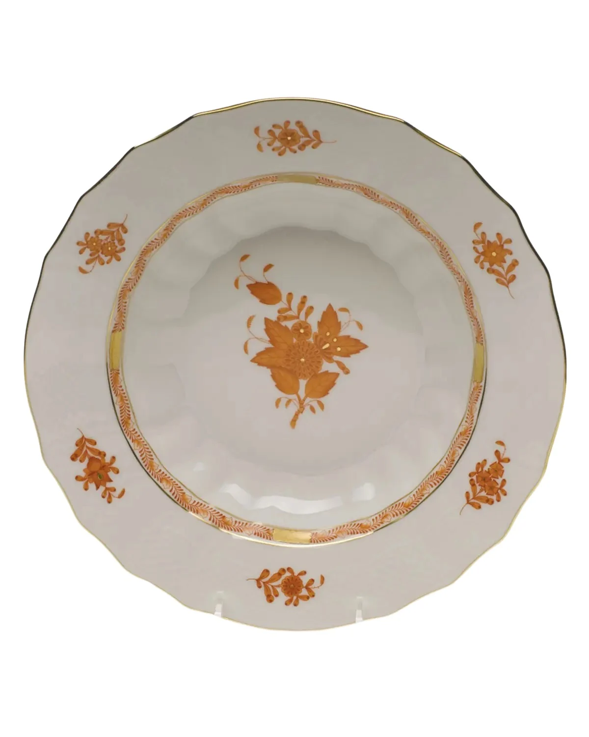 Herend Chinese Bouquet Rust Rim Soup Bowl
