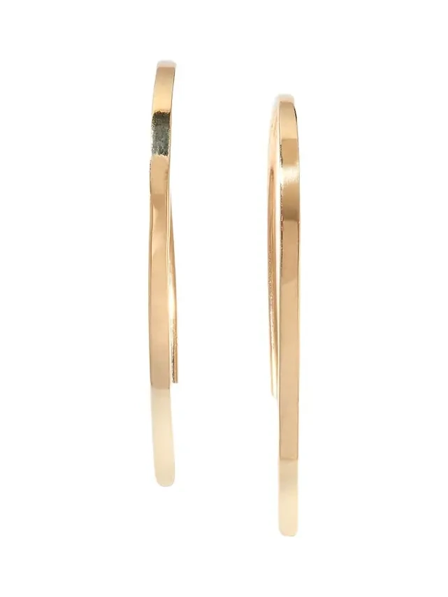 14K Gold Mini Flat Hooked on Hoop Earrings