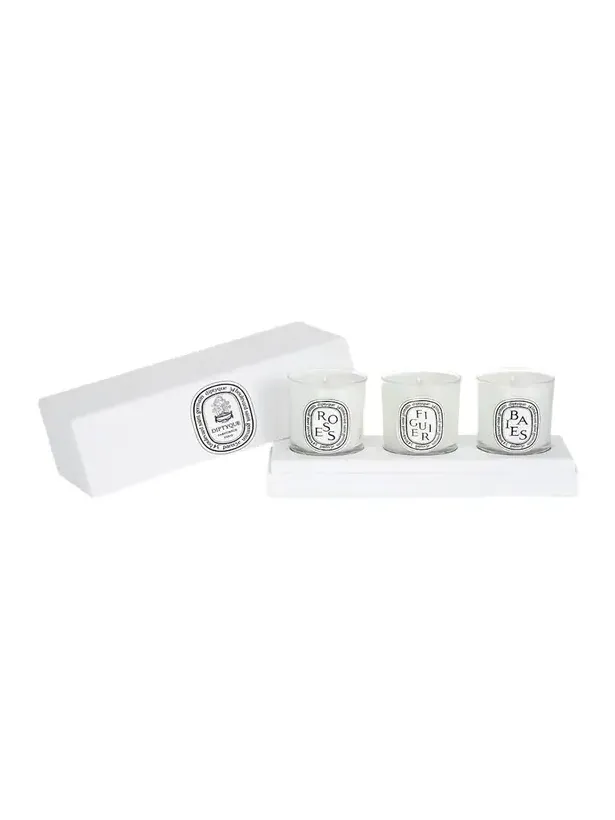 Diptyque Mini Baies (Berries), Figuier (Fig) & Roses Candle Discovery Set, 3 x 2.4 oz.