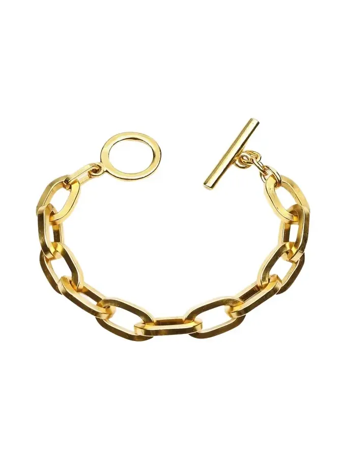 24k Gold Electroplate Oval Link Chain Bracelet