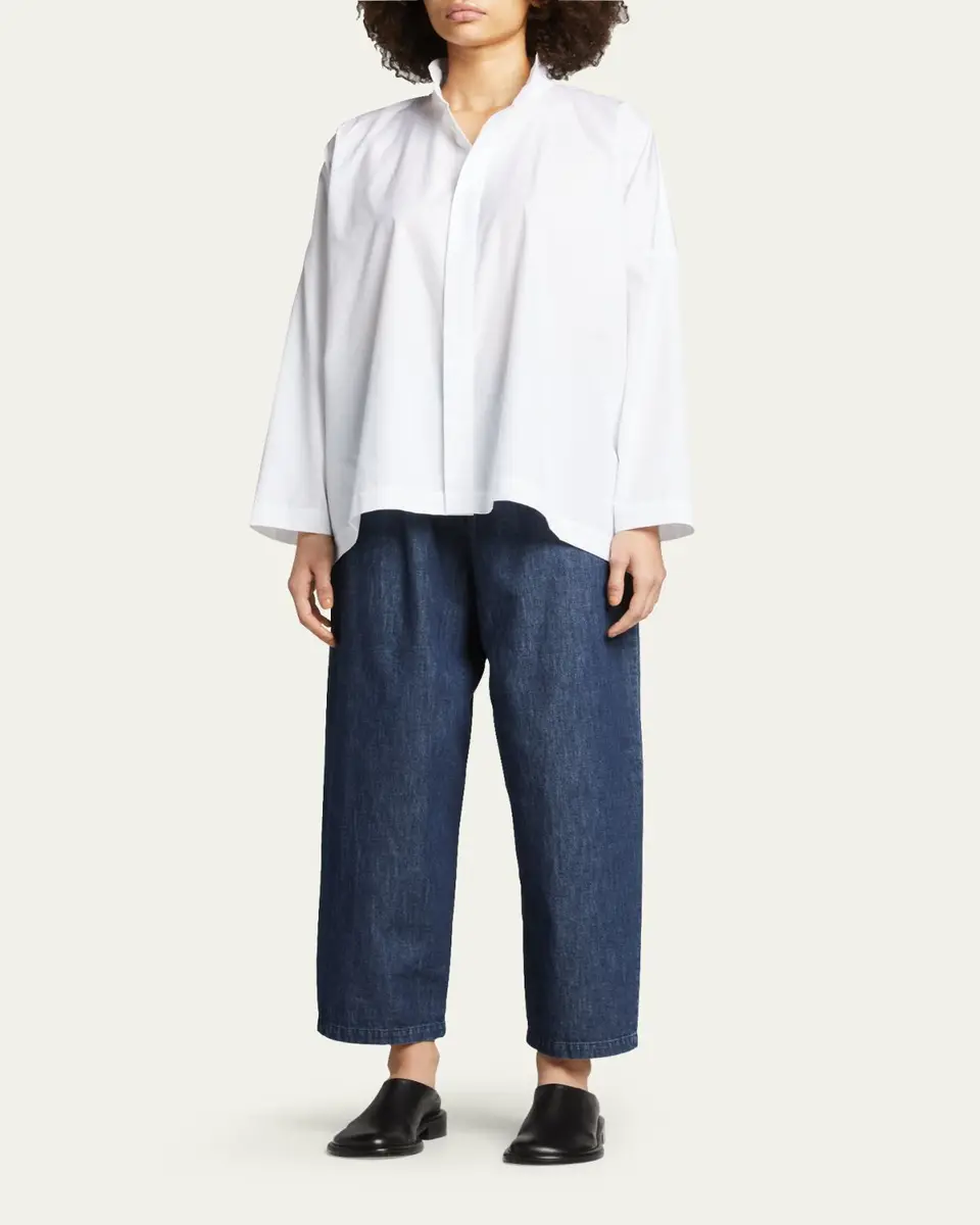 Eskandar Wide Longer-Back Double Stand Collar Shirt (Mid Plus Length) | Thumbnail 6