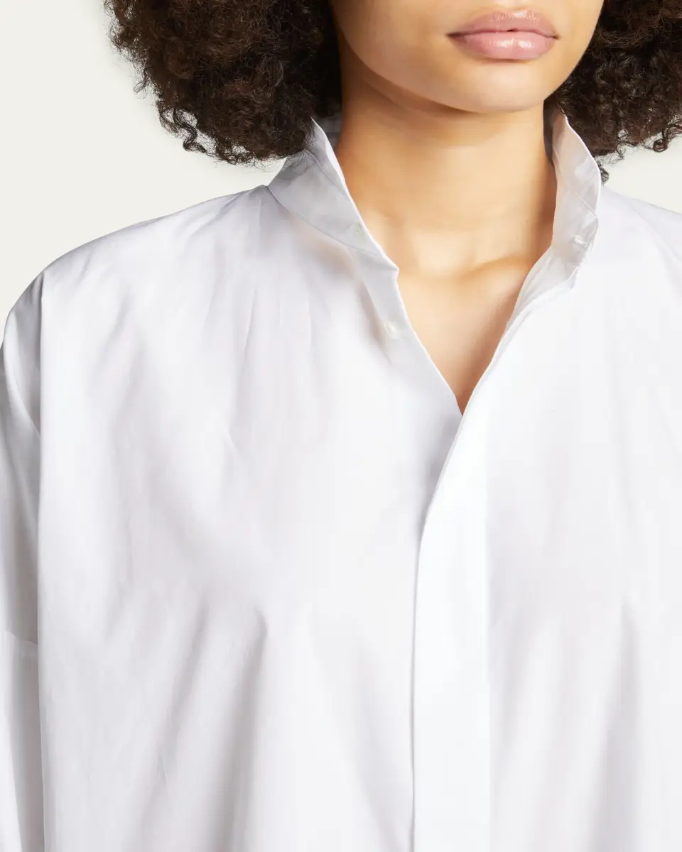 Eskandar Wide Longer-Back Double Stand Collar Shirt (Mid Plus Length) | Thumbnail 9