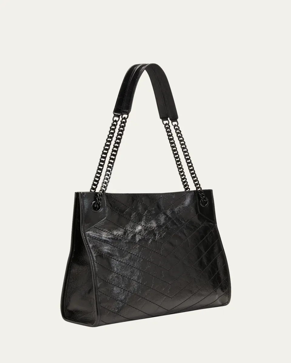 Saint Laurent Niki Medium YSL Shopper Tote Bag in Crinkled Leather | Thumbnail 3 Saint Laurent Niki Medium YSL Shopper Tote Bag in Crinkled Leather | Thumbnail 3