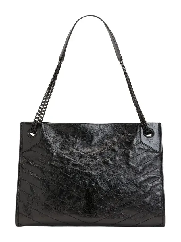 Niki Medium YSL Shopper Tote Bag in Crinkled Leather Niki Medium YSL Shopper Tote Bag in Crinkled Leather