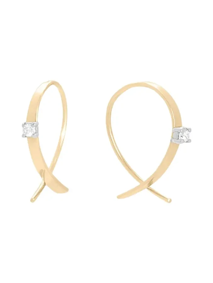 Solo Mini Flat Upside Down Hoops with Diamonds