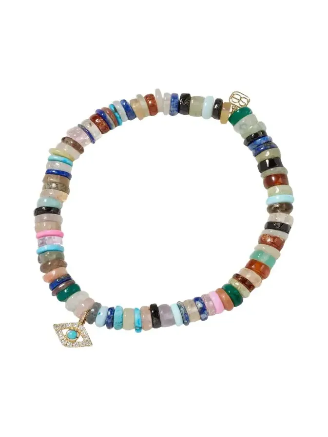Opal Bead Diamond Evil Eye Bracelet Opal Bead Diamond Evil Eye Bracelet