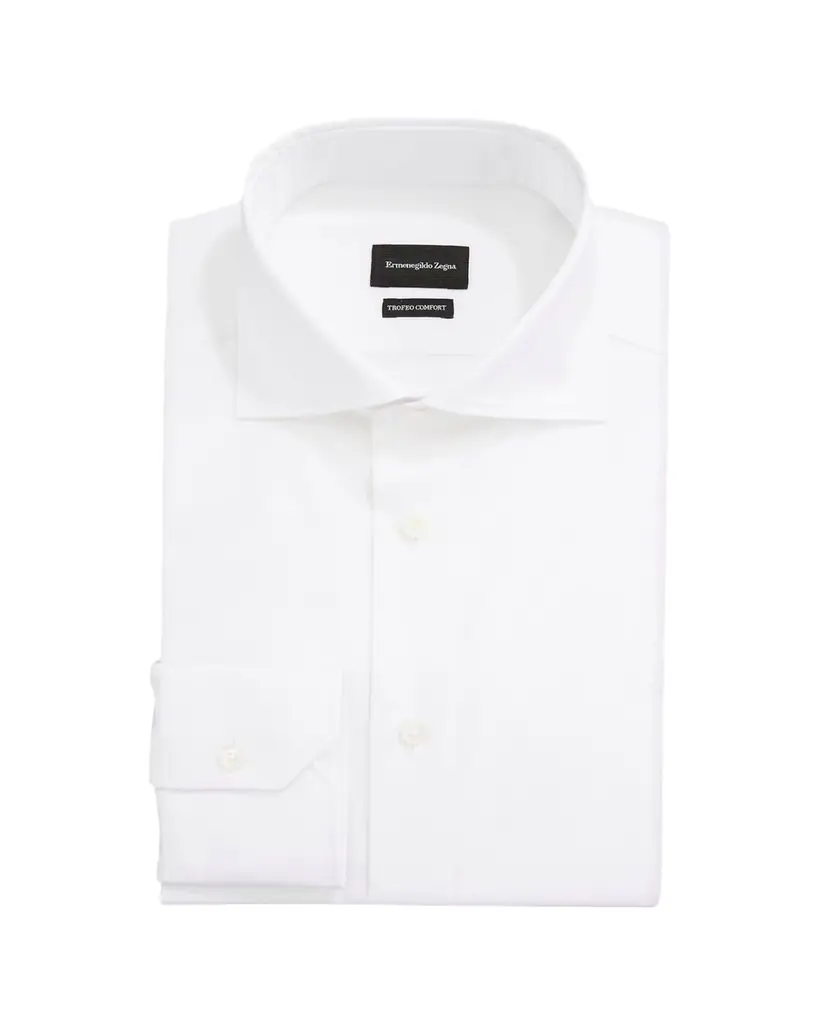 ZEGNA Men's Milano Fit Solid Trofeo Comfort Cotton Trim-Fit Dress Shirt | Image 1 ZEGNA Men's Milano Fit Solid Trofeo Comfort Cotton Trim-Fit Dress Shirt | Image 1