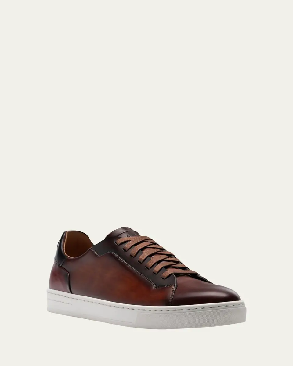 Magnanni Men's Amadeo Burnished Leather Low-Top Sneakers | Thumbnail 3