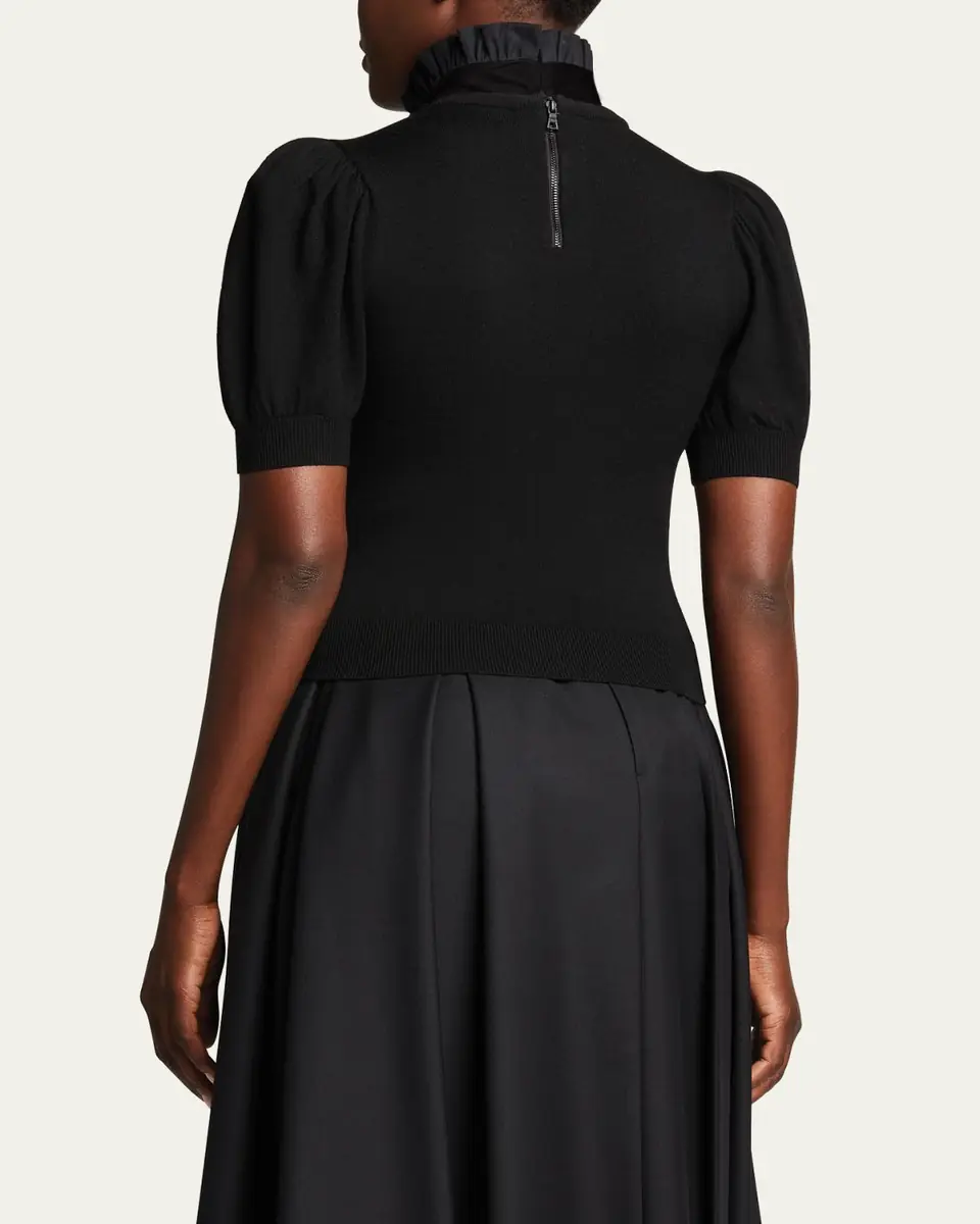 Alice + Olivia Chase Puff-Sleeve Ruffle-Neck Sweater | Thumbnail 3 Alice + Olivia Chase Puff-Sleeve Ruffle-Neck Sweater | Thumbnail 3