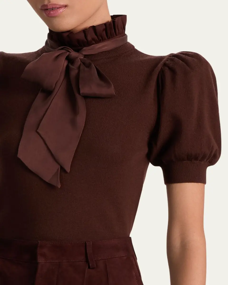 Alice + Olivia Chase Puff-Sleeve Ruffle-Neck Sweater | Thumbnail 9 Alice + Olivia Chase Puff-Sleeve Ruffle-Neck Sweater | Thumbnail 9